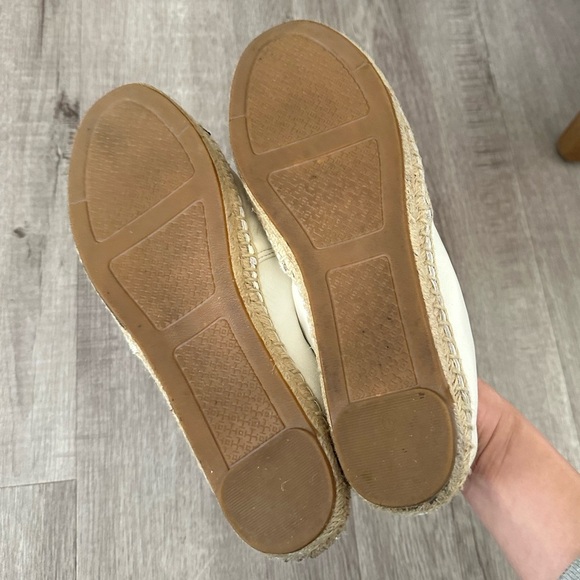Tory Burch Leather Color Block Flat Espadrille Ivory Black Size 8 - Picture 8 of 9